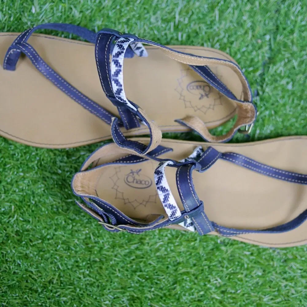 Chaco Loveland Leather Webbing Thong Sandals - Women's Size 7